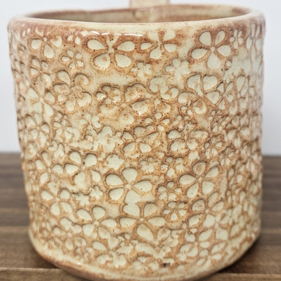 Hand Crafted Flower Stamped Coffee Mug - Picture 2 of 7